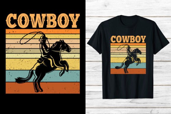 Preview of Western Cowboy Riding Horse Vintage Eps T-shirt, sticker, and sublimation design