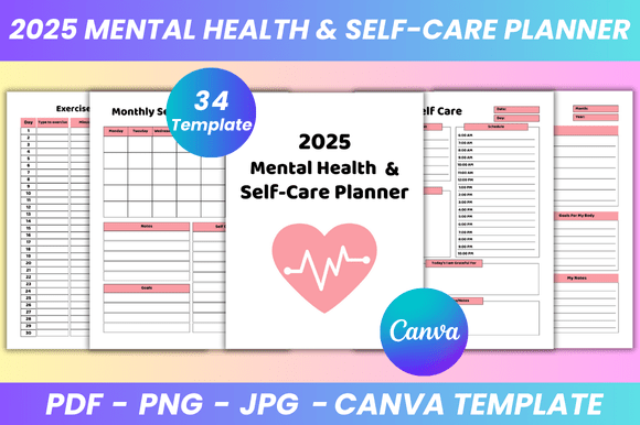 Mental Health Self Care Canva Kdp Graphics