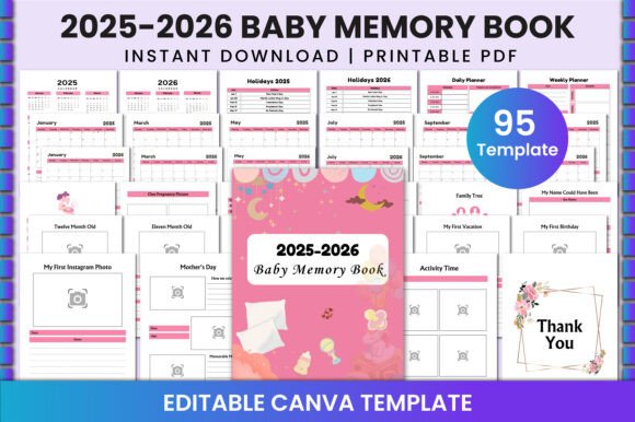 2025-2026 Baby Memory Book for Canva