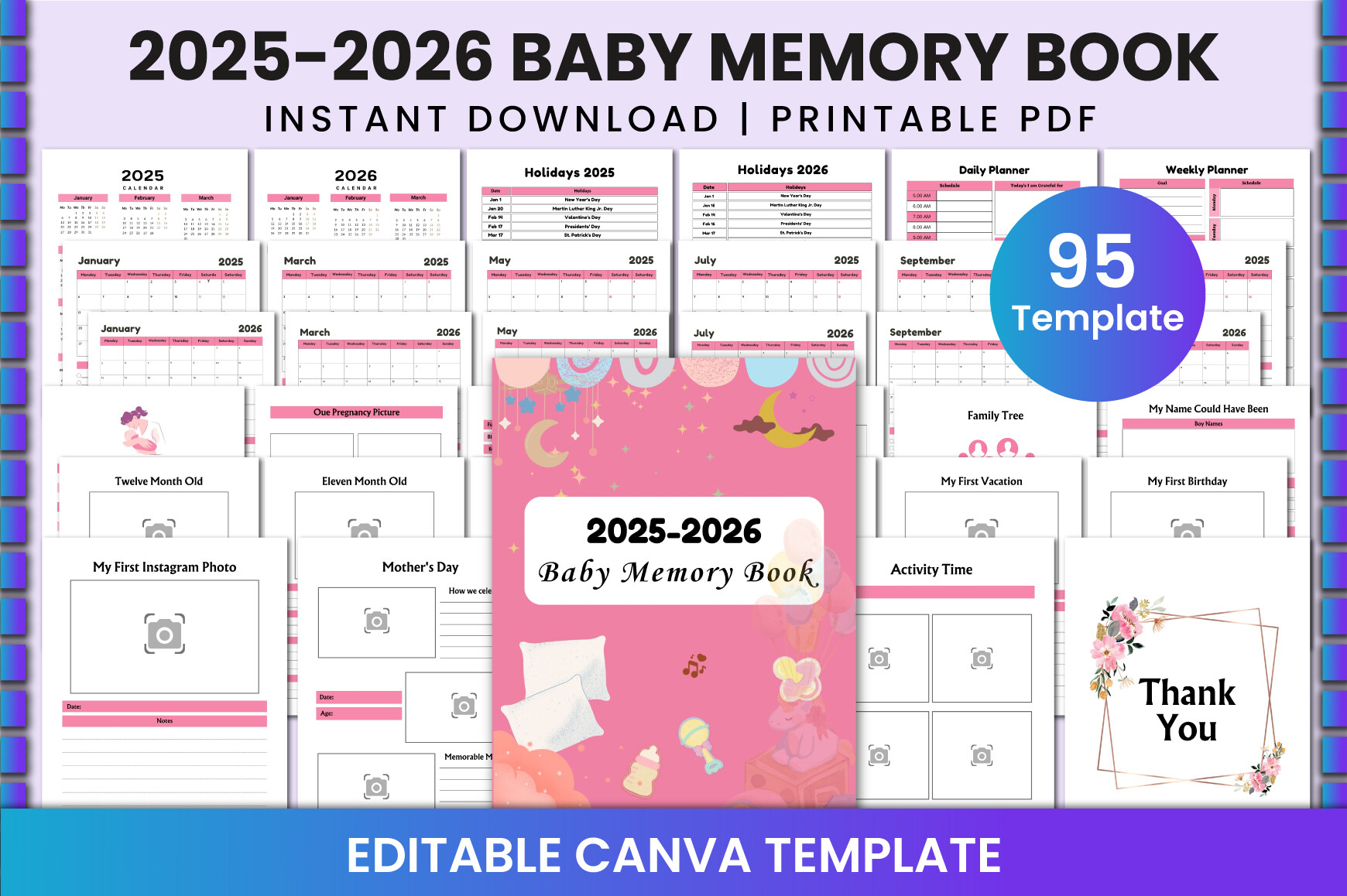 2025-2026 Baby Memory Book for Canva