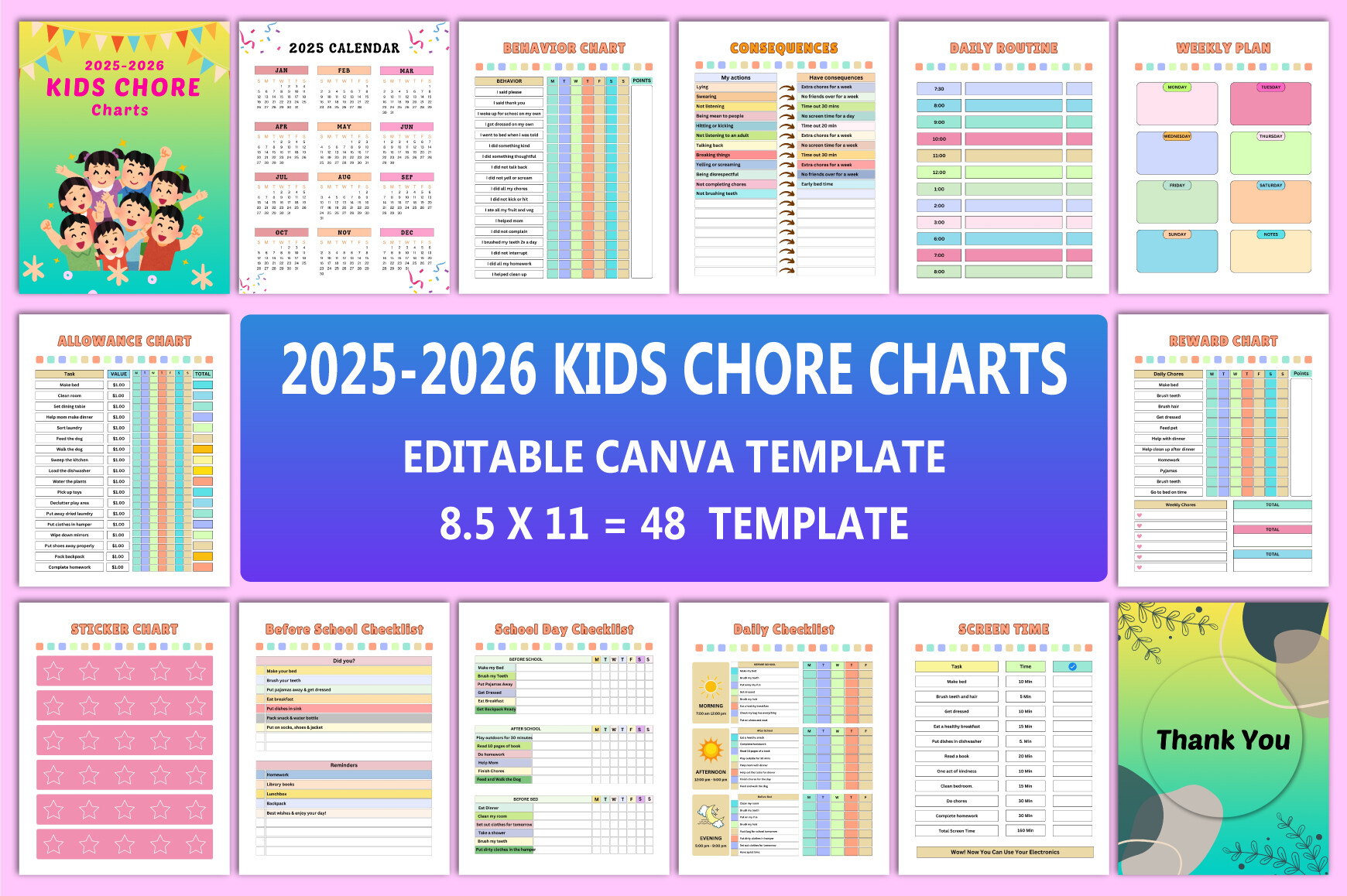 2025-2026 Kids Chore Charts Graphic by munjixpro · Creative Fabrica