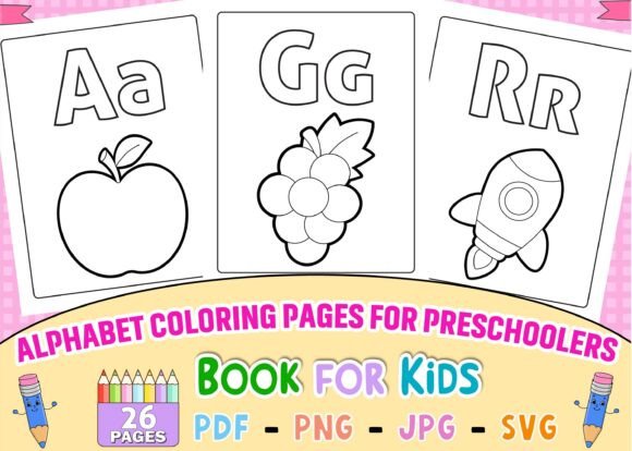 2 Abc Alphabet Coloring Pages For Kindergarten Designs & Graphics