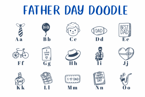 Father Day Doodle Font PNG with transparent background - Preview 1
