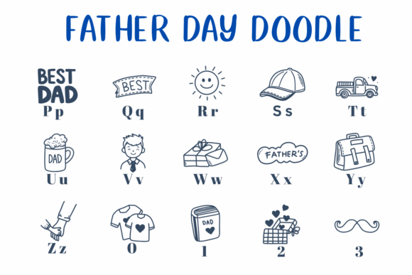 Father Day Doodle Font PNG with transparent background - Preview 2