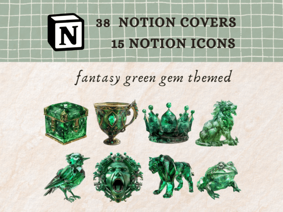 Green Gem Stone Themed Notion Icons