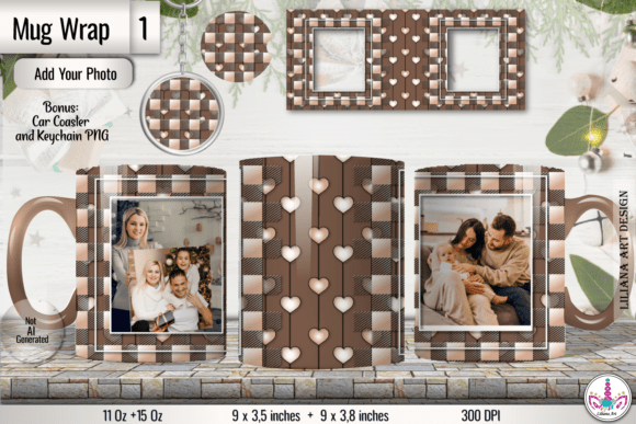 Hearts Photo Mug Checkered Sublimation Graphics