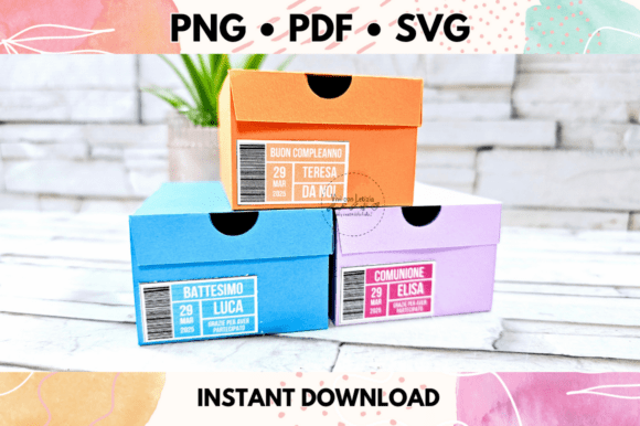 Mini shoe box template + label | EN-ITA