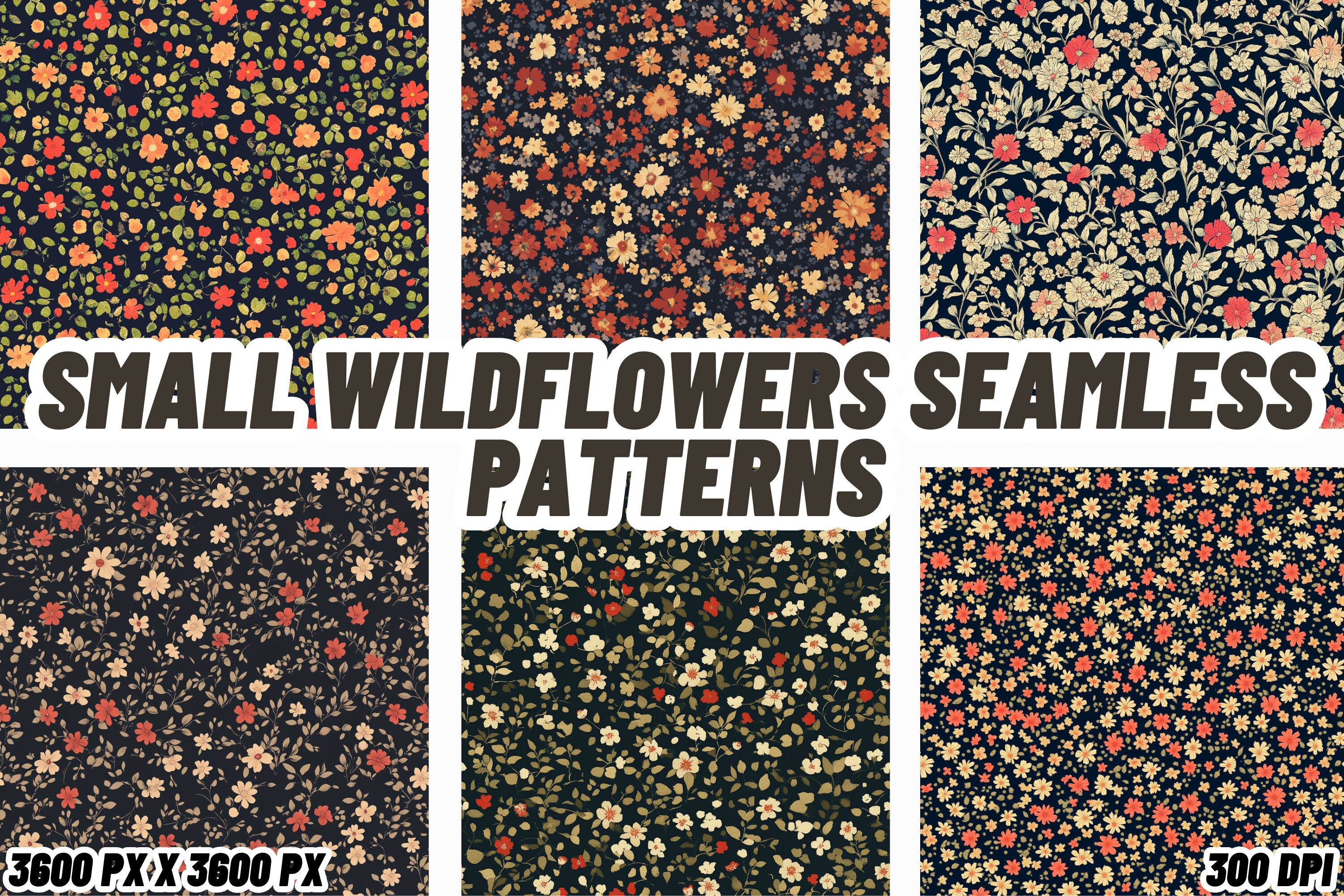 Small Wildflowers Seamless Patterns Graphic by FabriCraft · Creative ...