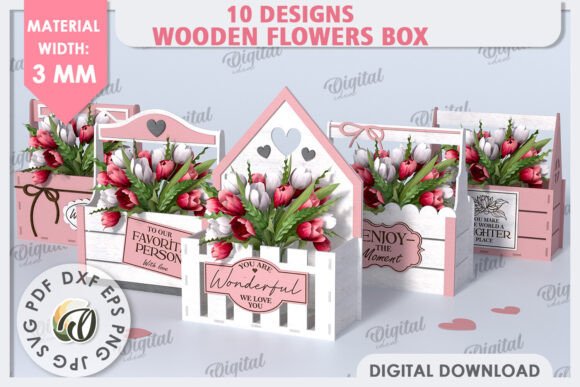 Wooden Flower Boxes Laser Cut Bundle · Creative Fabrica