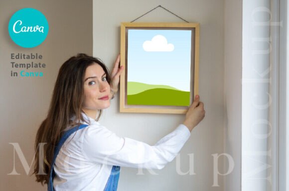 Canva Mockup Woman Holding Frame