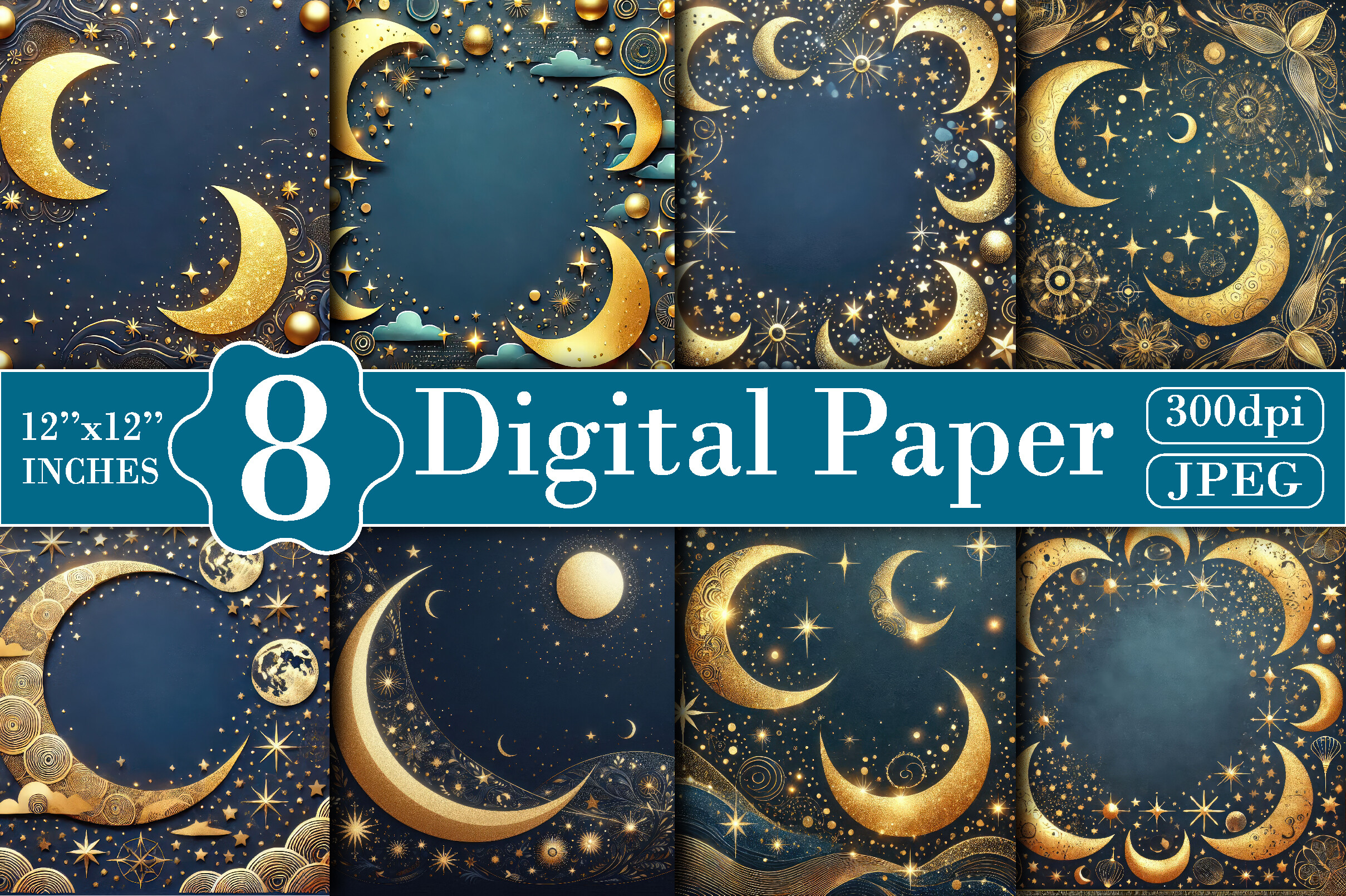 Celestial Starry Night Digital Paper Graphic by Bee Prints · Creative ...