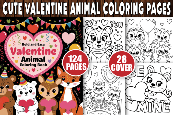 Cute Valentines Animal Coloring Pages