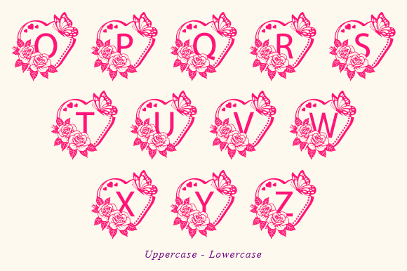 Monogram Heart Valentine Font PNG with transparent background - Preview 2