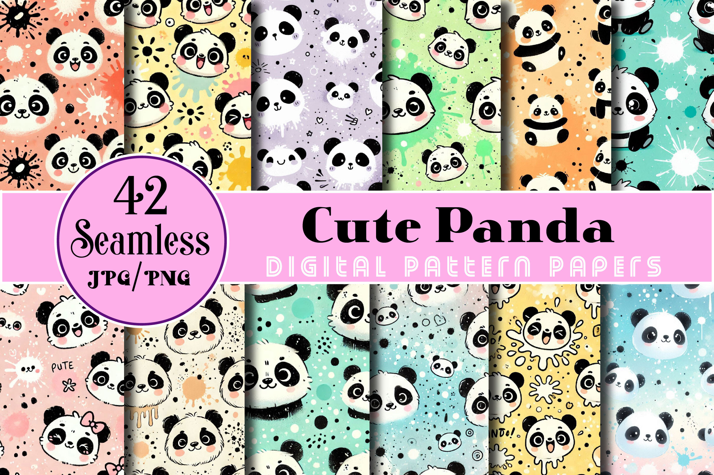 Seamless Cute Panda Pattern Papers Graphic by Wow Magic · Creative Fabrica