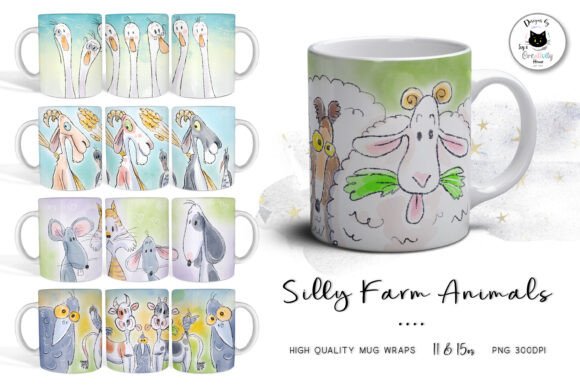 Silly Farm Animal Mug Wrap Designs Vol.1