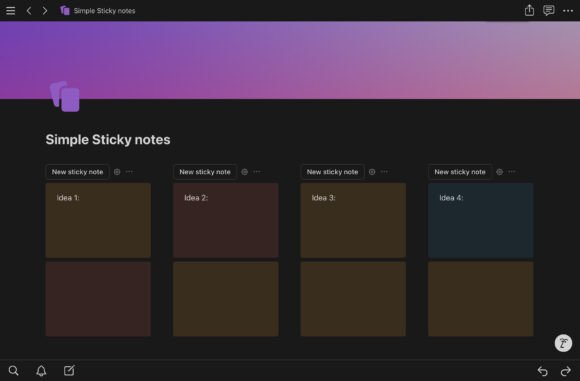 Simple Sticky Note Board Notion Template