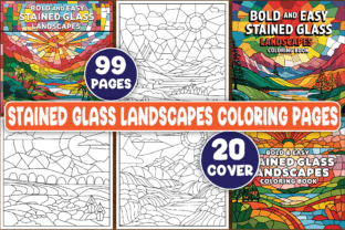 Stained Glass Landscapes Coloring Pages Graphic by Design Express ...