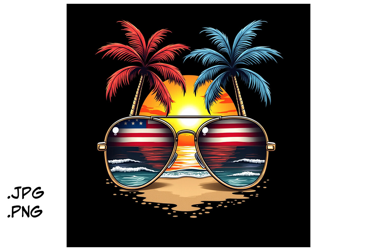 Sunglasses with Usa Flag Graphic by Joanna Redesiuk · Creative Fabrica