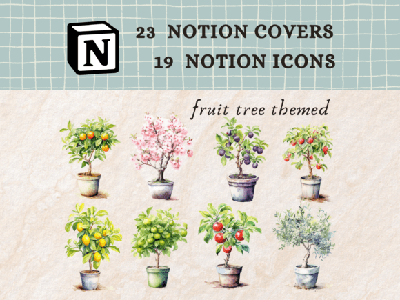 Watercolor Fruit Trees Notion Icons