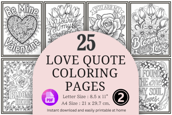 25 Floral Love Quotes Coloring Pages V2