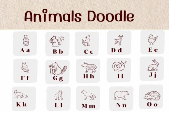 Animals Doodle Font - Preview 1