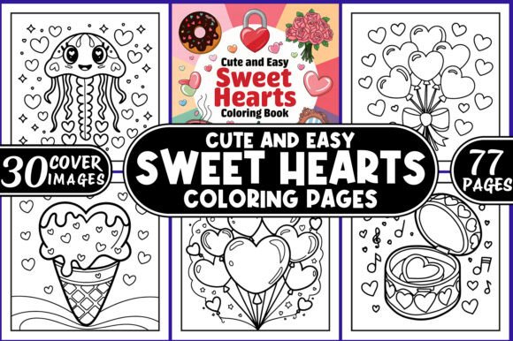 Cute Easy Sweet Hearts Coloring Pages