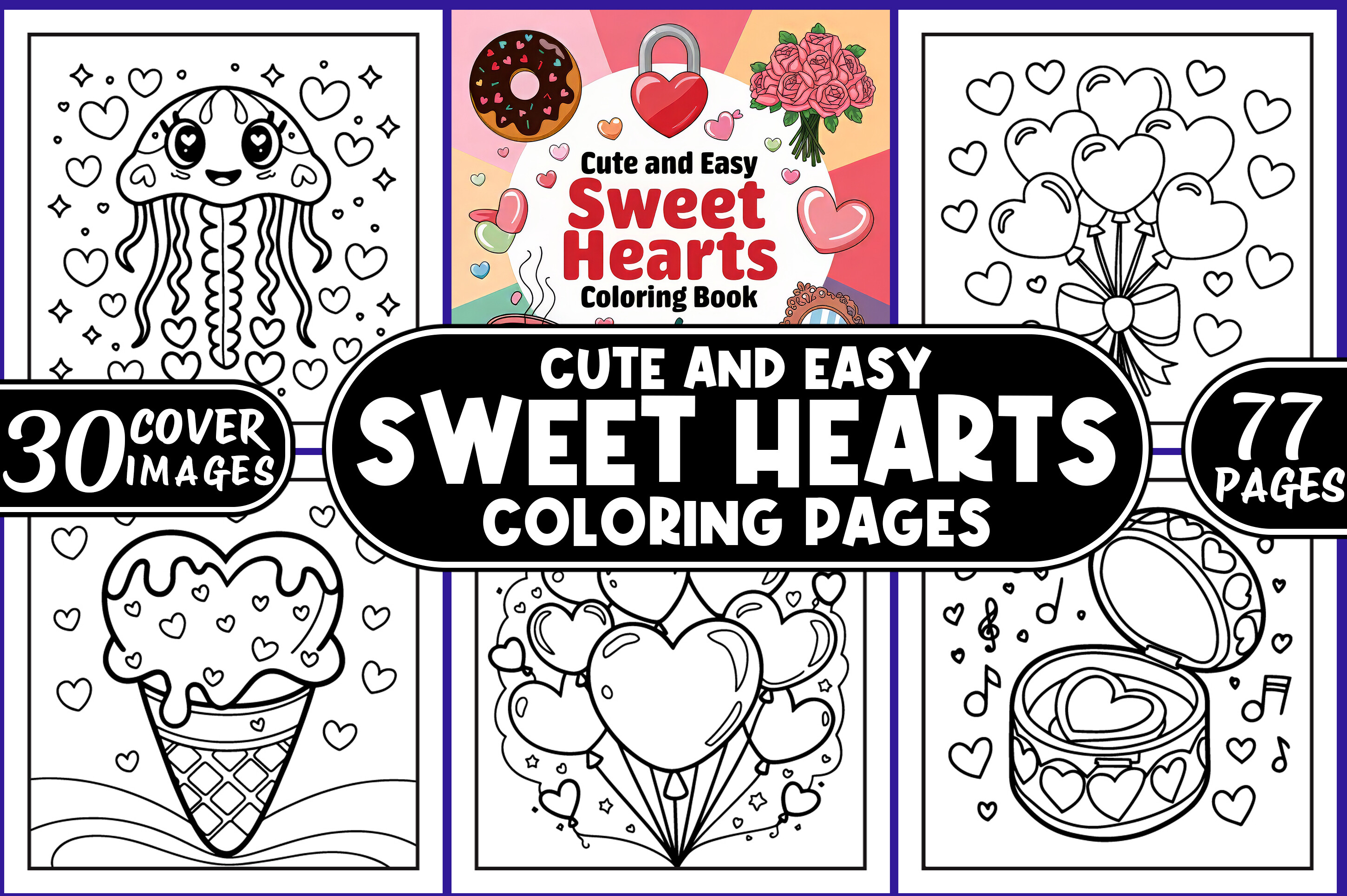 Cute Easy Sweet Hearts Coloring Pages