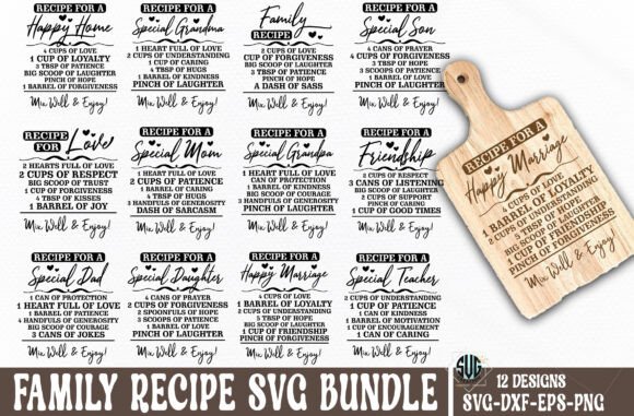 Family Recipe Cutting Board Svg Bundle