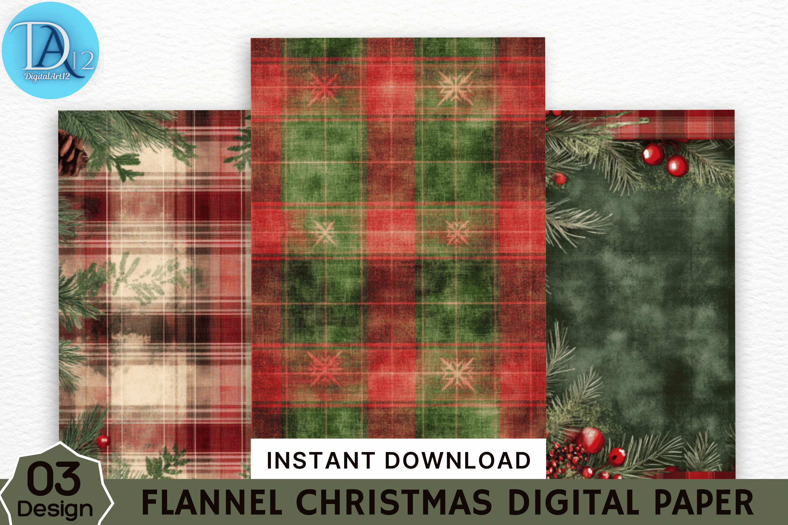 Flannel Christmas Digital Paper Graphic by Digital_Art12 · Creative Fabrica