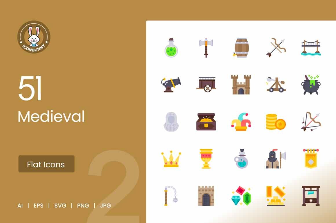 Medieval Flat Multicolor Icons Graphic by IconBunny · Creative Fabrica