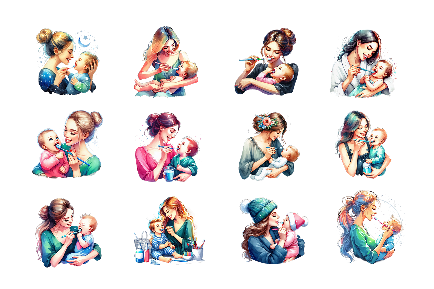 Mothers Day Clipart Brushing Teeth PNG - photo 2