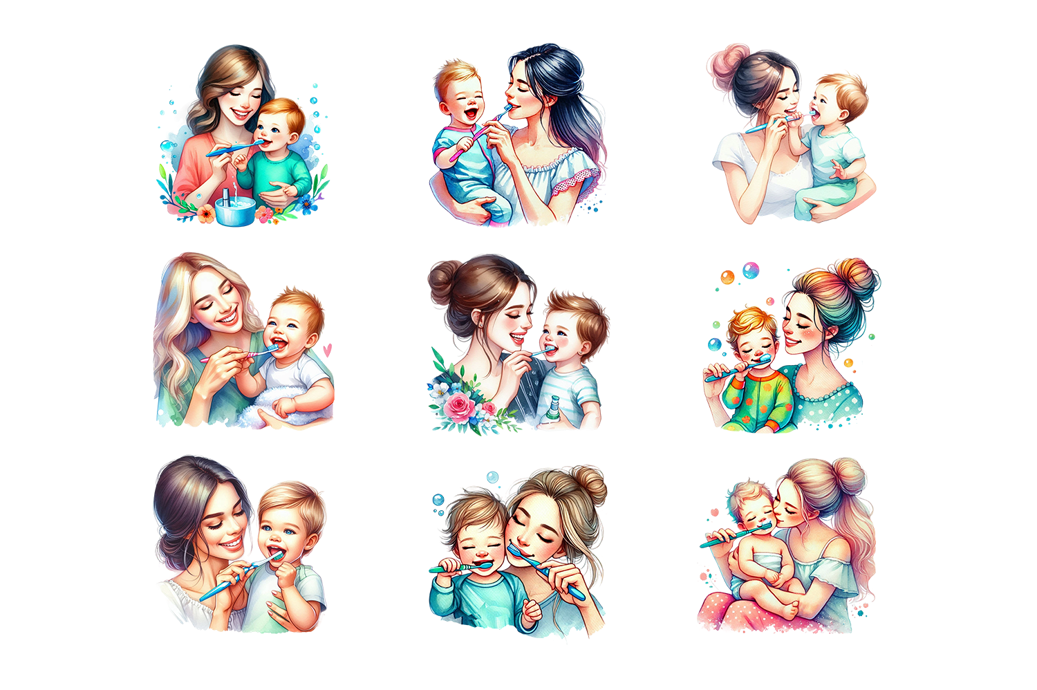 Mothers Day Clipart Brushing Teeth PNG - photo 4