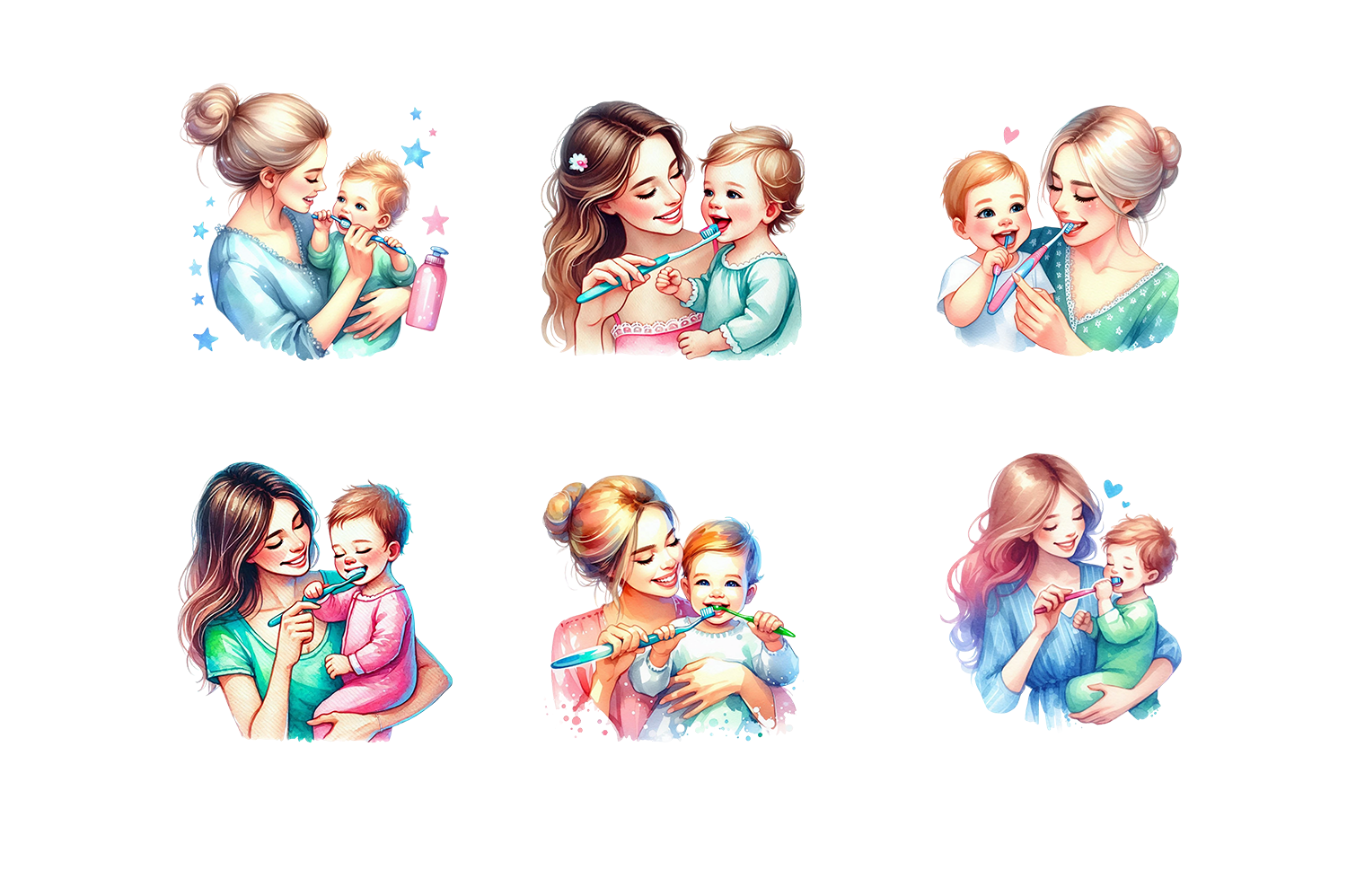 Mothers Day Clipart Brushing Teeth PNG - photo 5