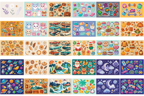 Ultimate Sticker Set Collection 32 Theme Grafika Rękodzieła Przez MH Creation House
