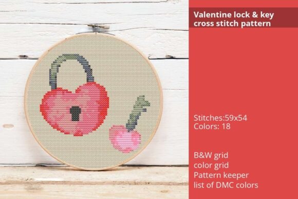 Valentine Lock & Key Cross Stitch
