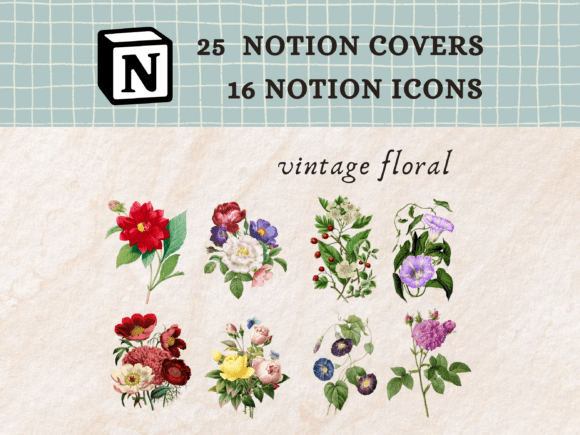 Vintage Floral Notion Icons