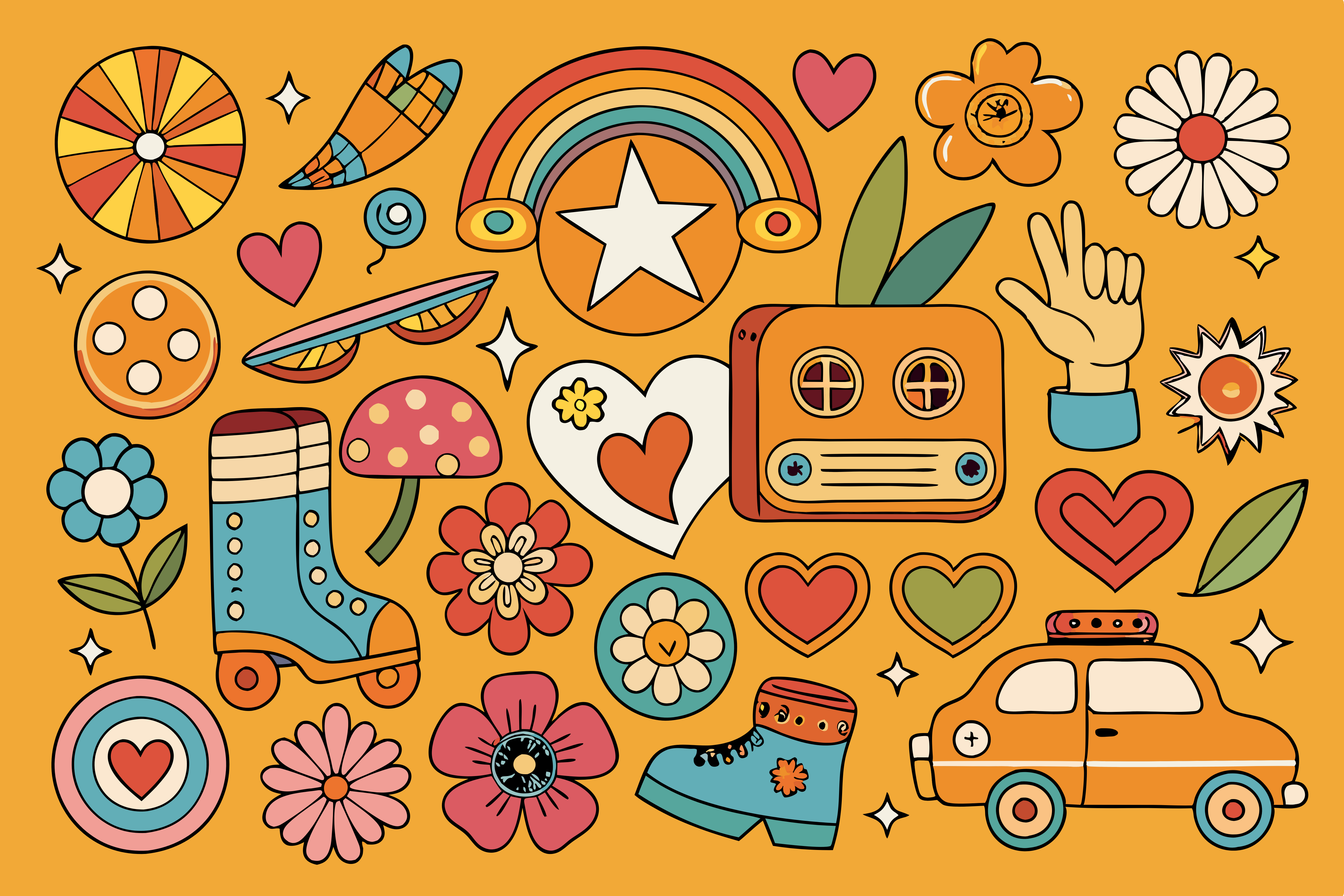 Whimsical Retro 70s Design Collection