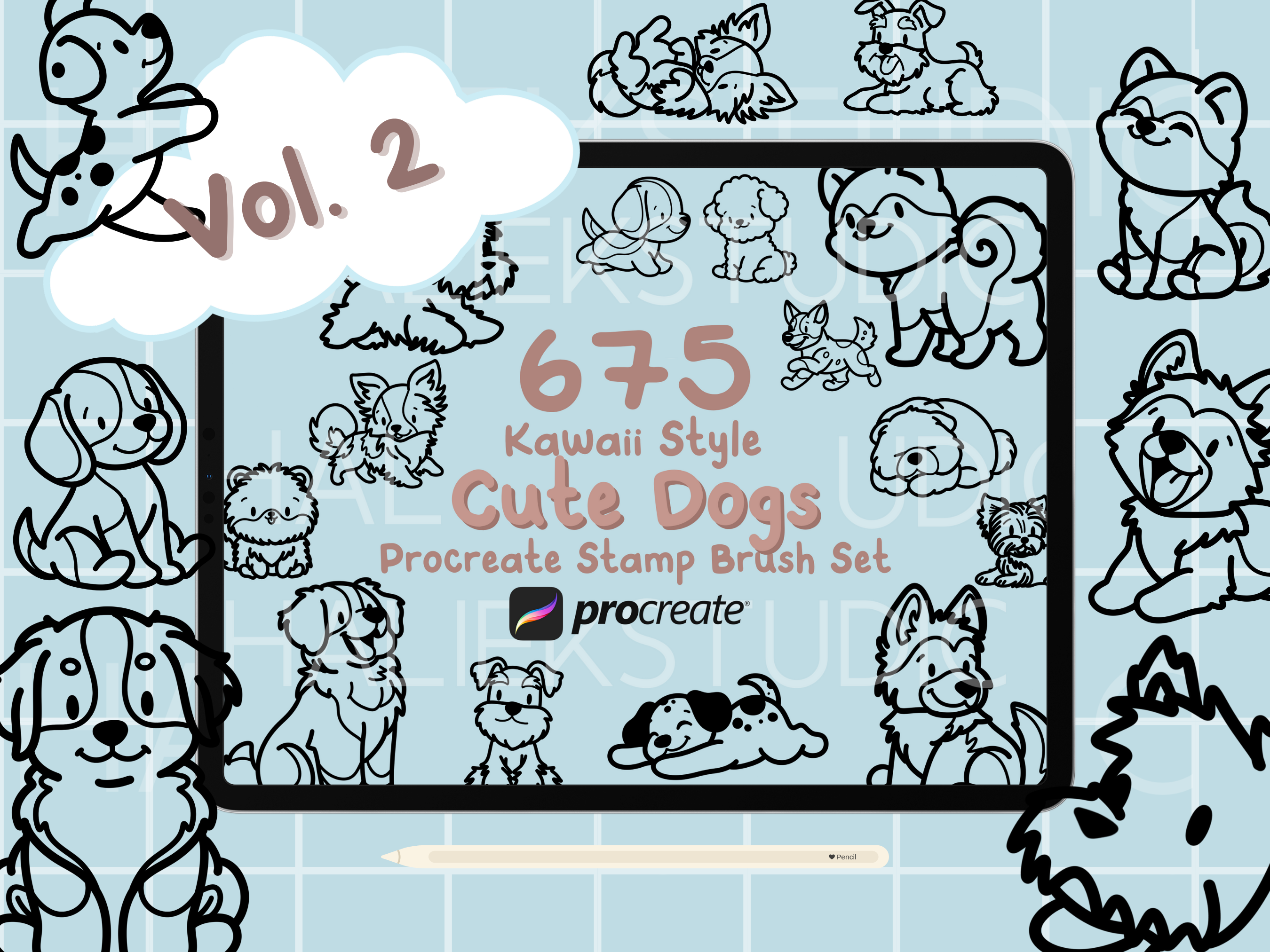 675 Procreate Dog Stamp Brushes Vol. 2 Graphic by HalieKStudio ...