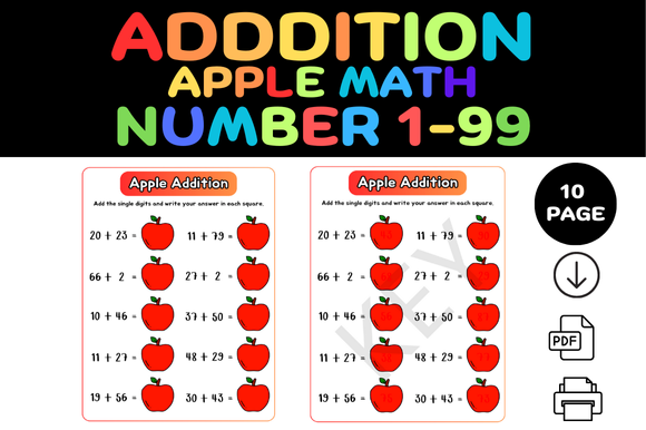 Apple Addition Fun Single Digit Graphic by HustleGoal · Creative Fabrica