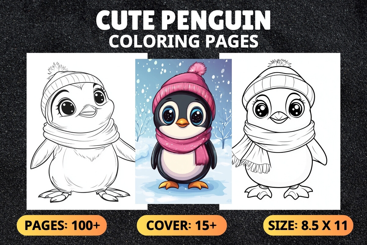 Bold and Easy Cute Penguin Coloring Book
