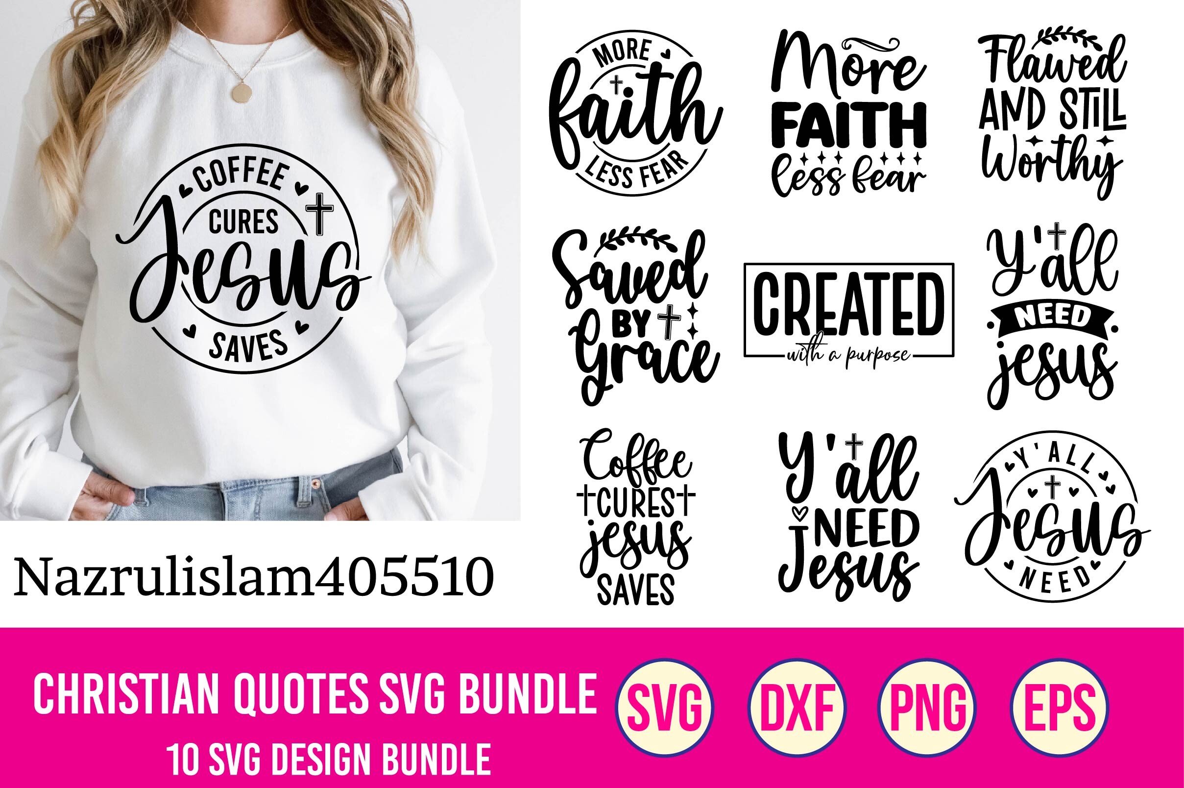 Christian Quotes SVG Bundle Graphic by nazrulislam405510 · Creative Fabrica