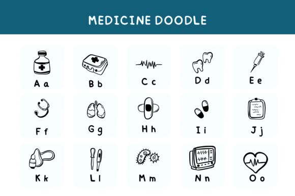 Medicine Doodle Font PNG with transparent background - Preview 4