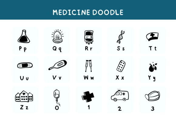 Medicine Doodle Font PNG with transparent background - Preview 5
