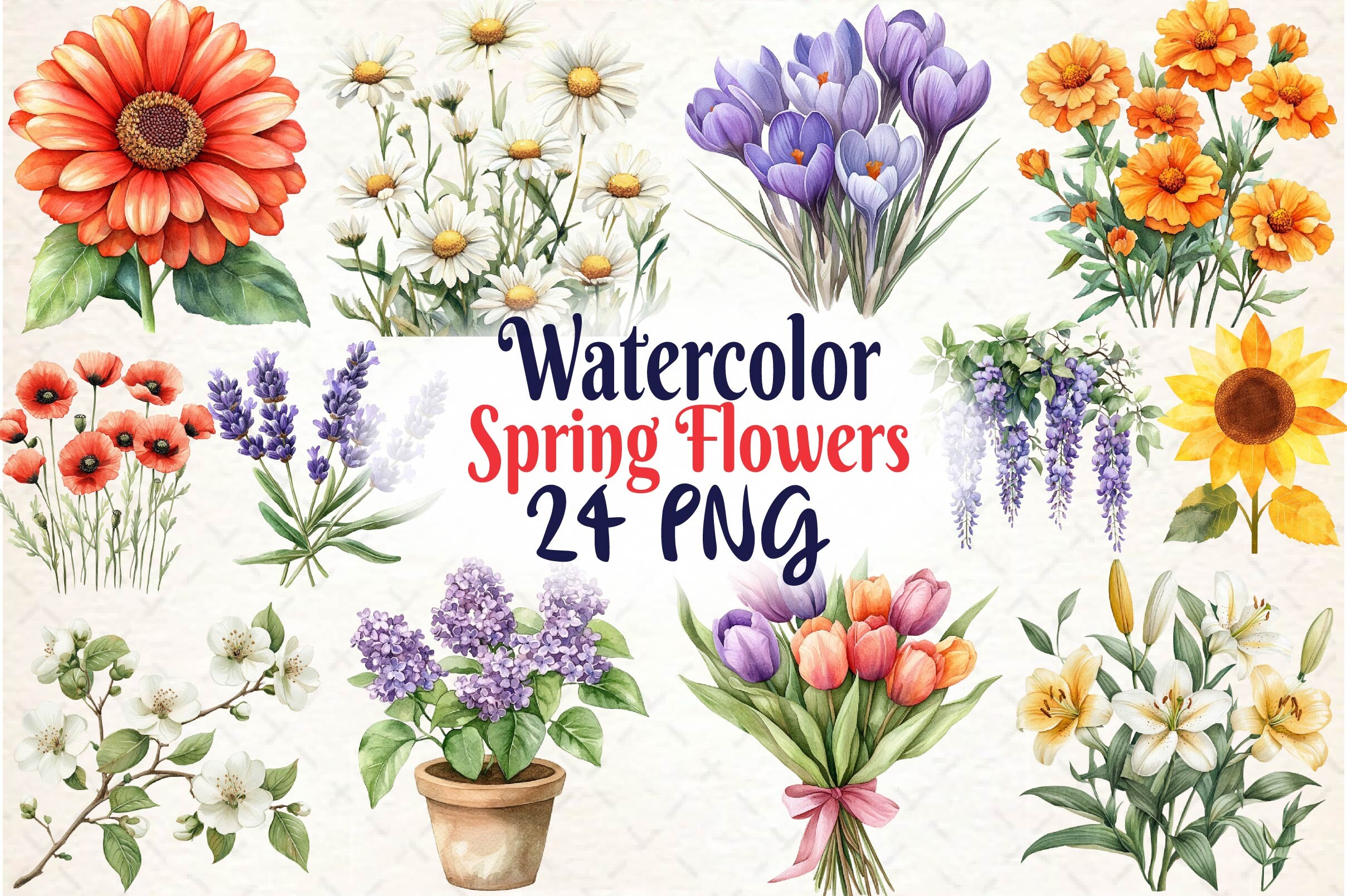 Spring Flowers Sublimation Clipart Graphic by Creative Canvas ...