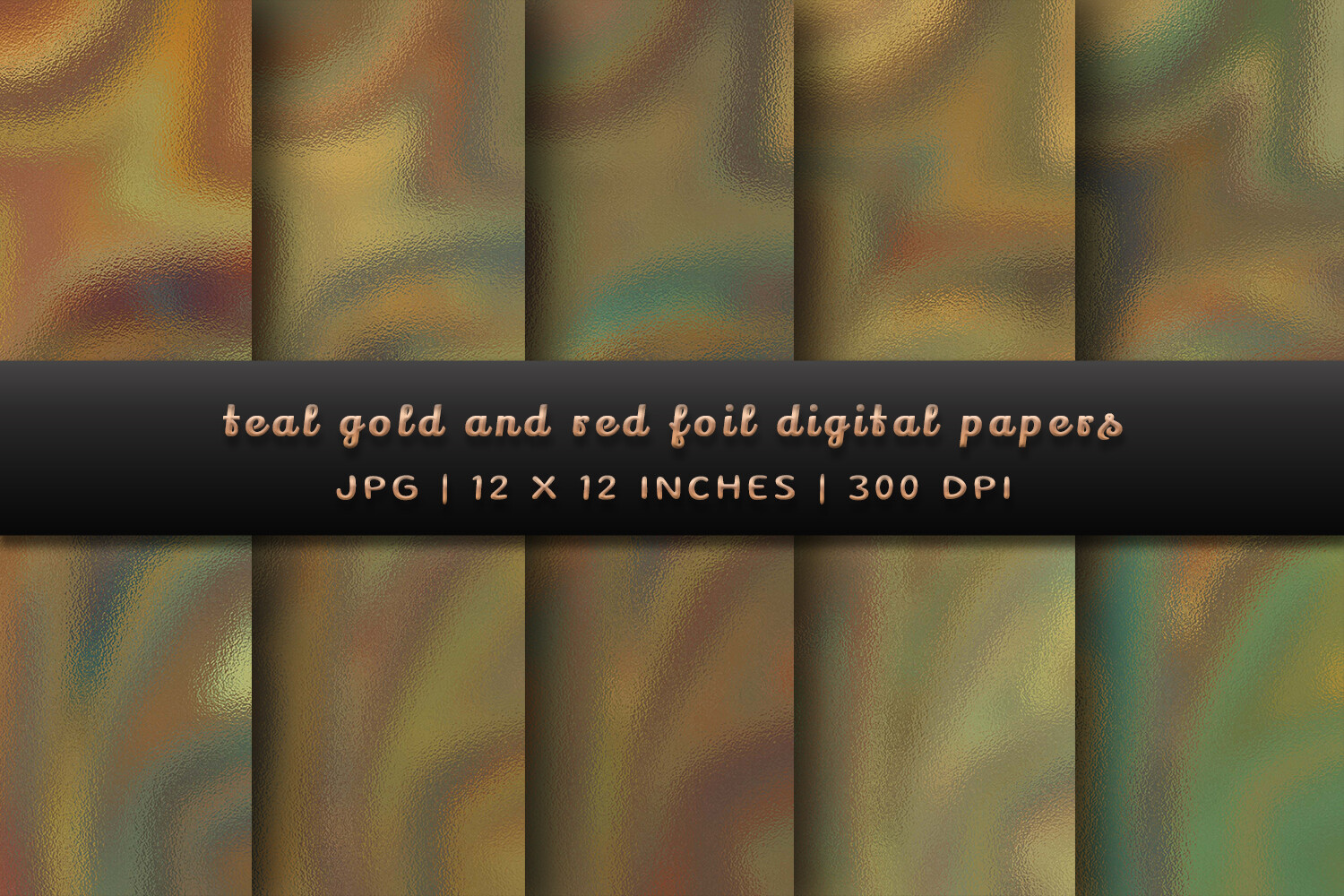 Teal Gold and Red Foil Digital Papers Graphic by Pugazh Logan ...