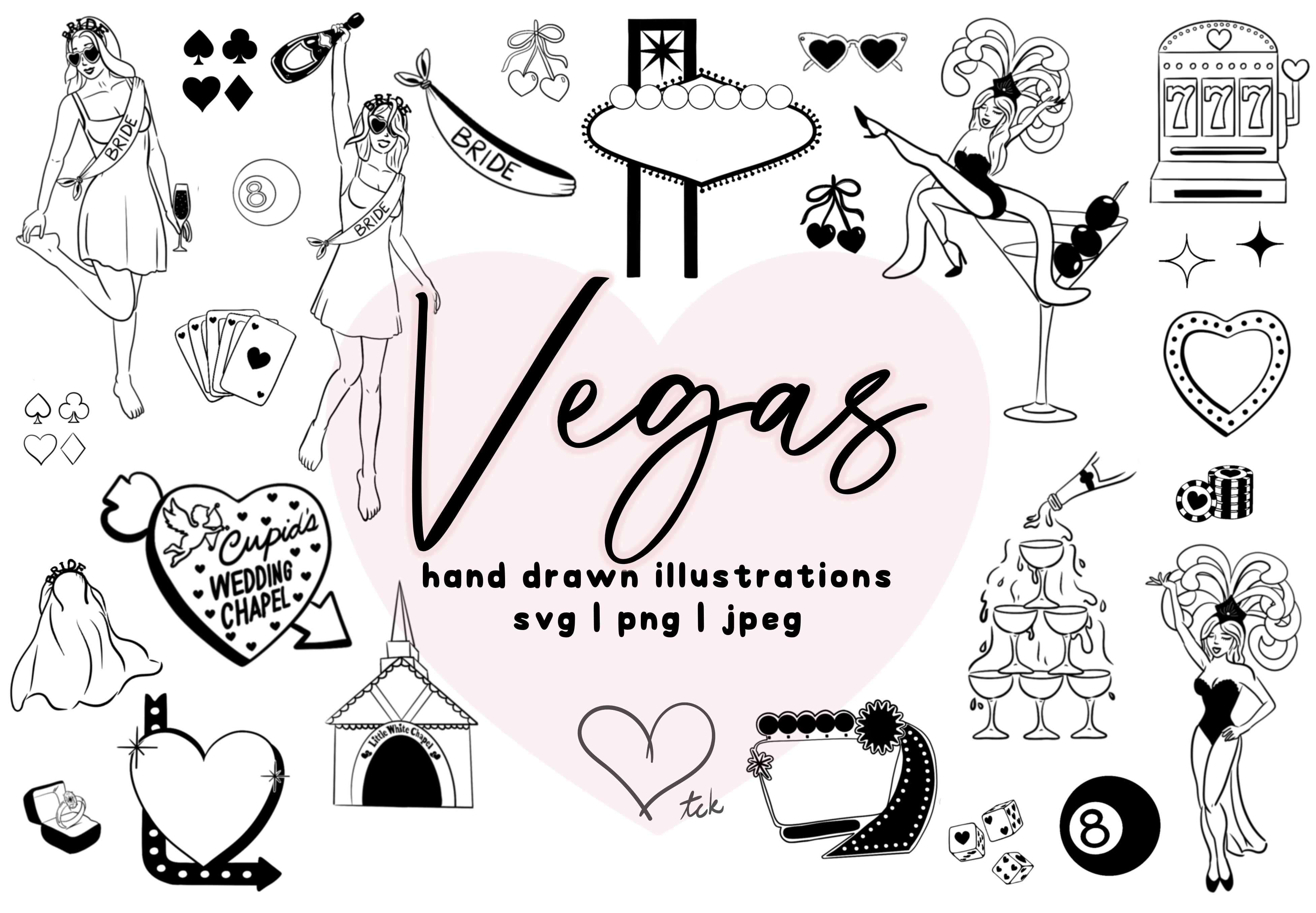 Vegas Wedding Bachelorette Doodle Invite