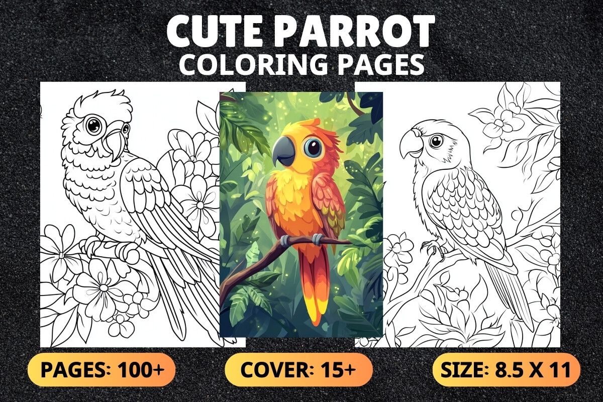 100+ Cute Parrot Coloring Pages for Kids