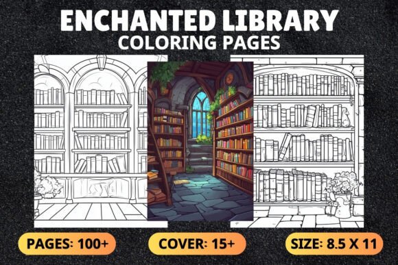 100+ Enchanted Library Coloring Pages