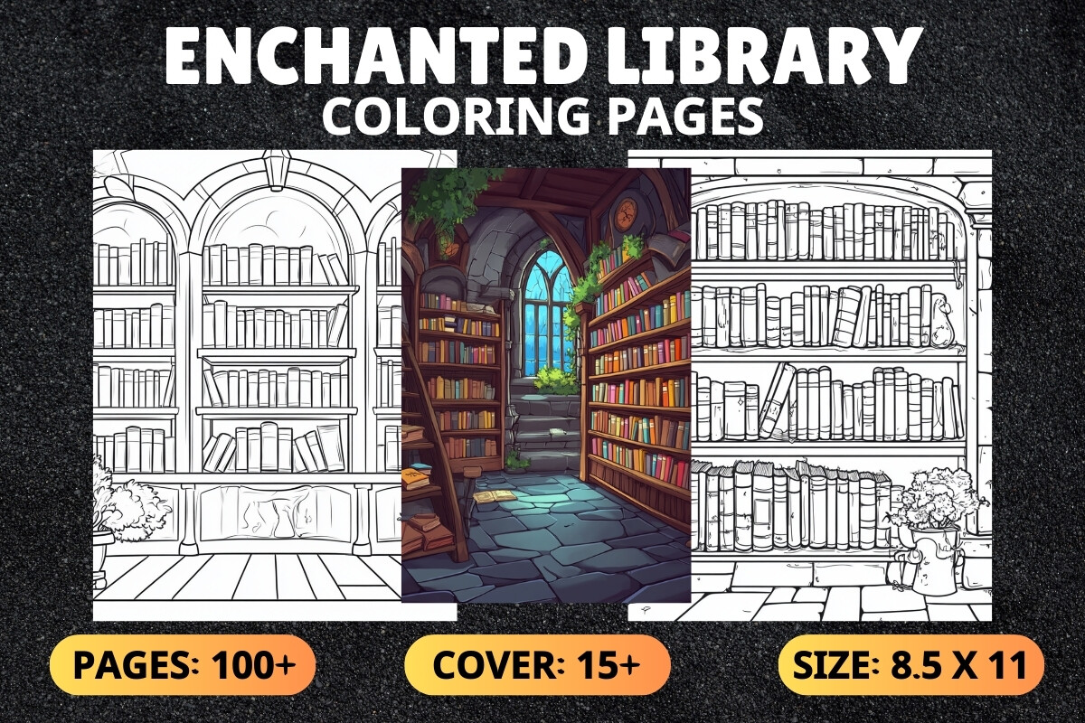 100+ Enchanted Library Coloring Pages