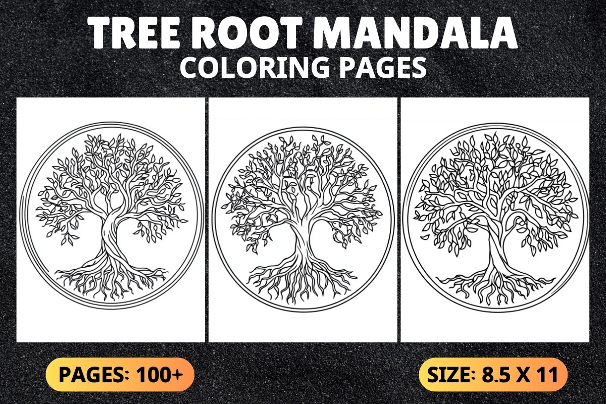 Tree Roots Mandala 100+ Tree Root Mandala Coloring Pages Graphic by millerleslies26 ...